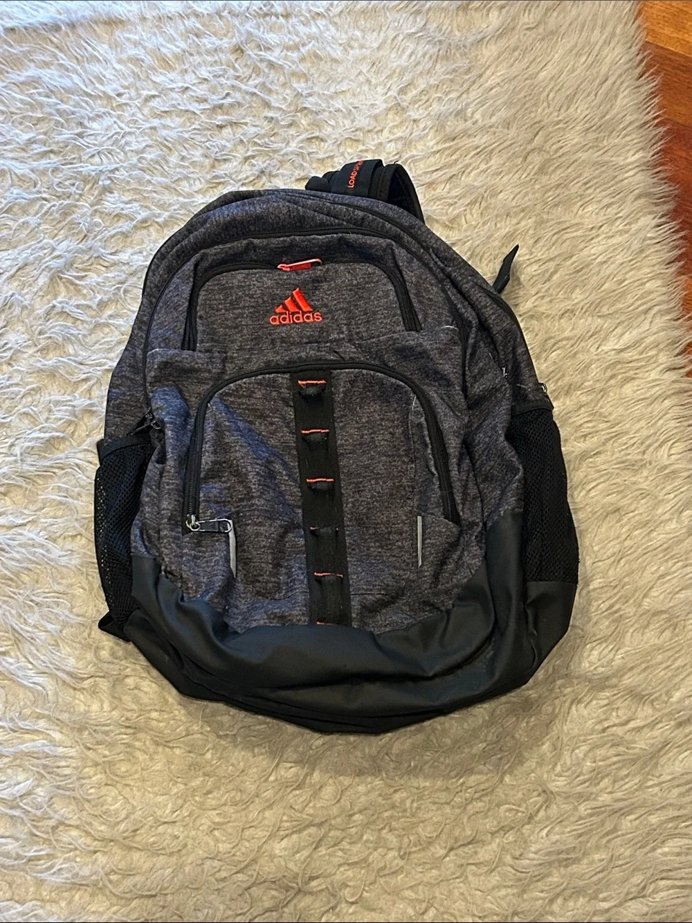 Adidas Gray & Red Backpack with Logo Accents